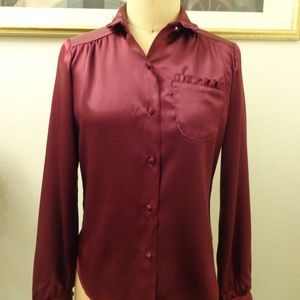 Langtry Vintage Burgundy Button Down Blouse